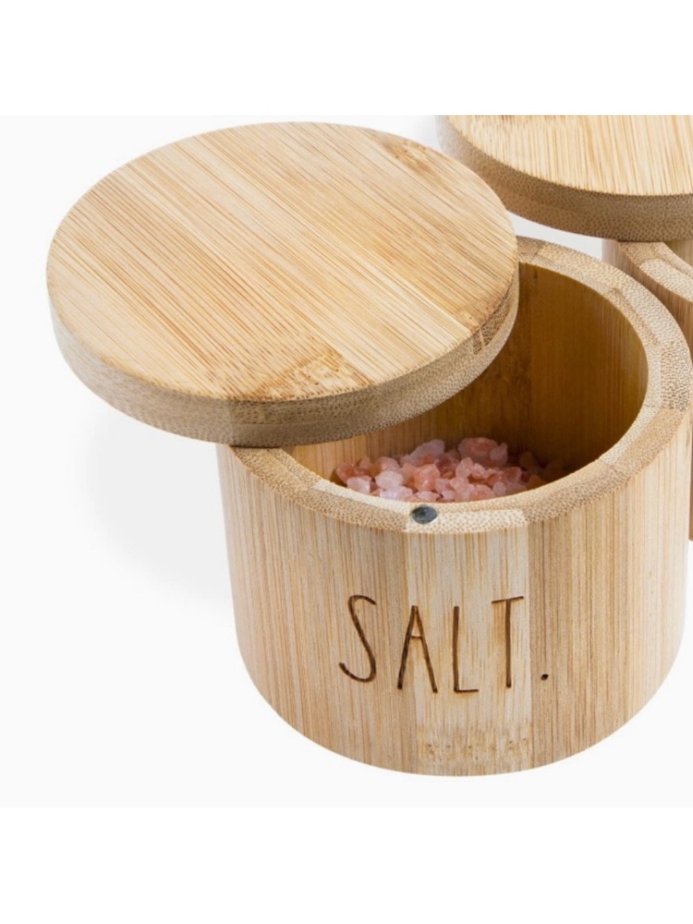 🆕- Rae Dunn Bamboo Salt Cellar- Natural Wood Tone